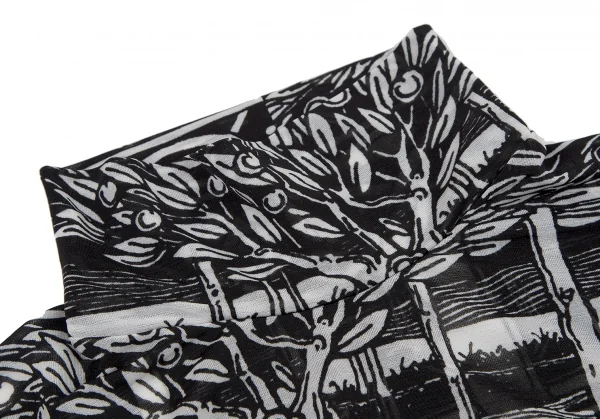 ヨウジヤマモト ファムYohji Yamamoto FEMME モノクログラフィックプリントシースルーハイネックカットソー 黒白3 K-115760_004