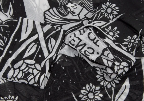 ヨウジヤマモト ファムYohji Yamamoto FEMME モノクログラフィックプリントシースルーハイネックカットソー 黒白3 K-115760_006