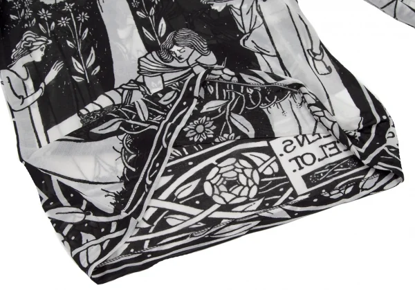 ヨウジヤマモト ファムYohji Yamamoto FEMME モノクログラフィックプリントシースルーハイネックカットソー 黒白3 K-115760_009