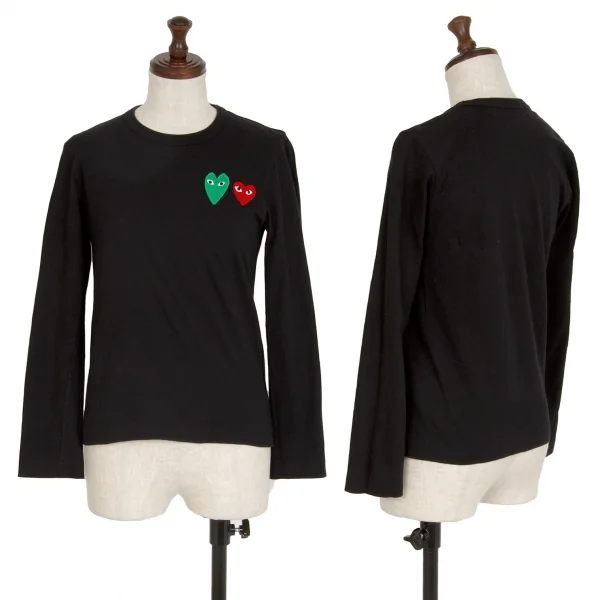 プレイ コムデギャルソンPLAY COMME des GARCONS ダブルワッペン長袖カットソー 黒S K-115776_001