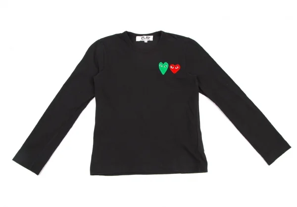 プレイ コムデギャルソンPLAY COMME des GARCONS ダブルワッペン長袖カットソー 黒S K-115776_002