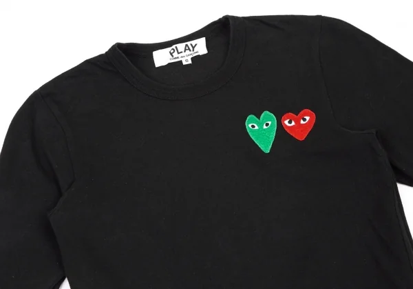 プレイ コムデギャルソンPLAY COMME des GARCONS ダブルワッペン長袖カットソー 黒S K-115776_003