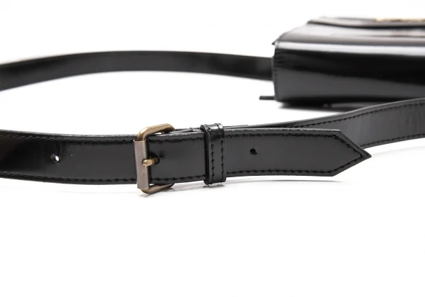 ジャンポールゴルチエJean Paul GAULTIER ドラゴンメタルプレートフラップショルダーバッグ 黒 K-115792_013