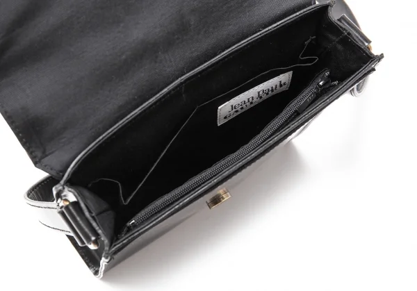 ジャンポールゴルチエJean Paul GAULTIER ドラゴンメタルプレートフラップショルダーバッグ 黒 K-115792_015