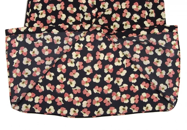 ロクrokh フローラルプリント切替リボンカラーシャツワンピース 赤紺M位 K-115793_014