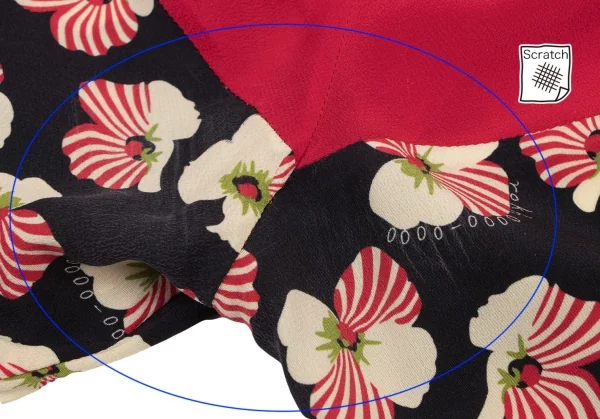 ロクrokh フローラルプリント切替リボンカラーシャツワンピース 赤紺M位 K-115793_017