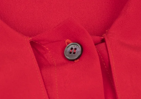 ロクrokh フローラルプリント切替リボンカラーシャツワンピース 赤紺M位 K-115793_007