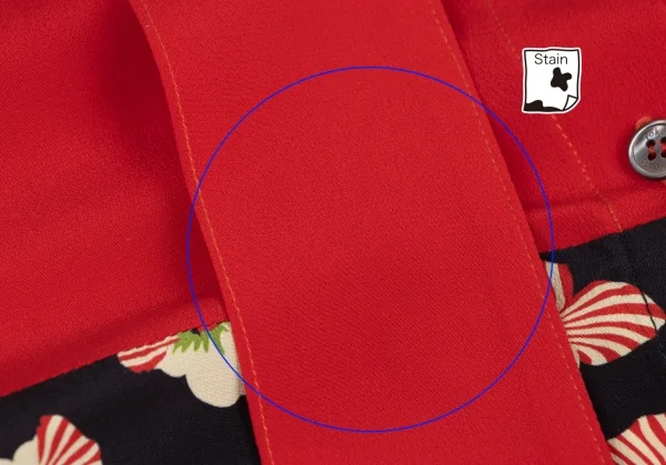 ロクrokh フローラルプリント切替リボンカラーシャツワンピース 赤紺M位 K-115793_009