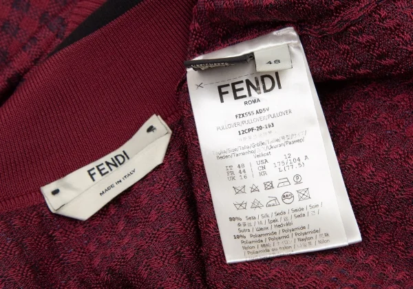 フェンディFENDI ブロックチェックニットポロシャツ エンジ48 K-115799_012