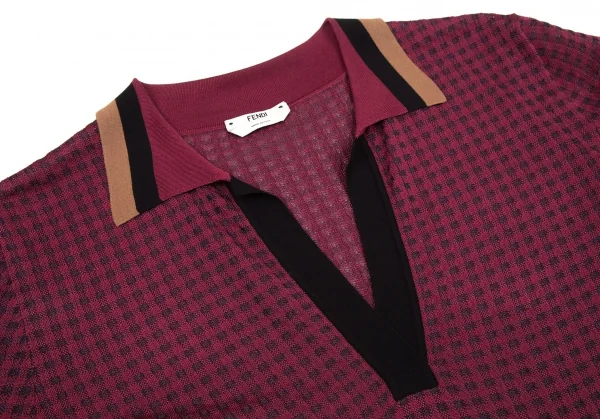 フェンディFENDI ブロックチェックニットポロシャツ エンジ48 K-115799_004