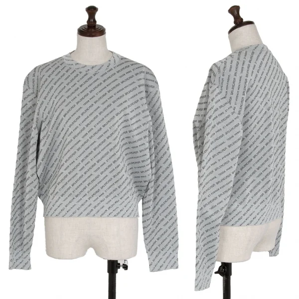 バレンシアガBALENCIAGA ラメバイアスジャガードロゴニット グレー40 K-115800_001