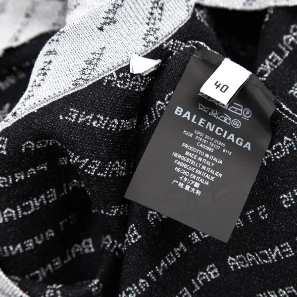 バレンシアガBALENCIAGA ラメバイアスジャガードロゴニット グレー40 K-115800_015