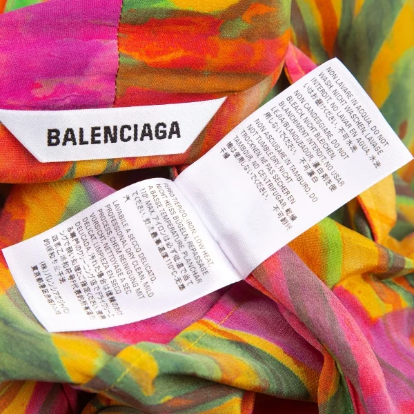 バレンシアガBALENCIAGA メタルボタンシルクフローラルプルオーバーワンピース マルチ3 K-115805_013