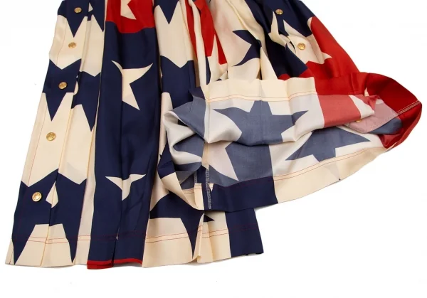 グッチGUCCI シルクスタープリントプリーツワイドパンツ クリーム紺赤44 K-115807_012