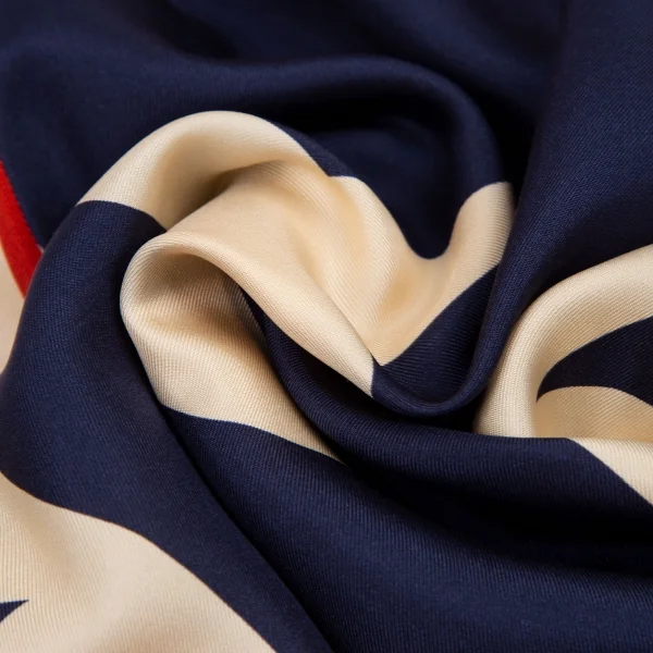 グッチGUCCI シルクスタープリントプリーツワイドパンツ クリーム紺赤44 K-115807_015