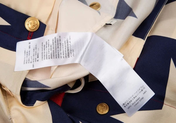 グッチGUCCI シルクスタープリントプリーツワイドパンツ クリーム紺赤44 K-115807_016