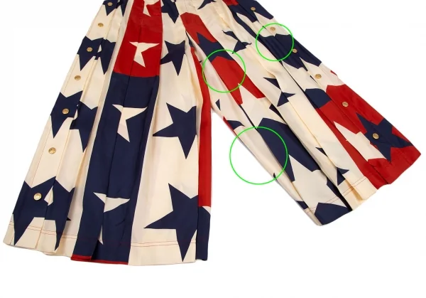 グッチGUCCI シルクスタープリントプリーツワイドパンツ クリーム紺赤44 K-115807_007