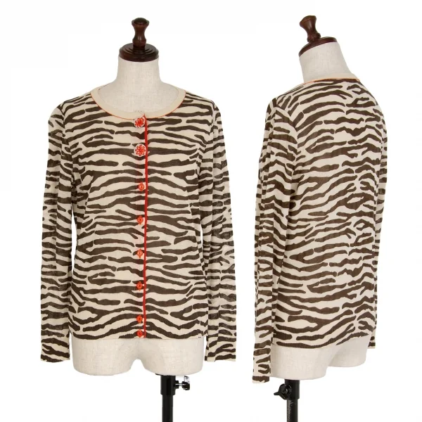 ランバンコレクションLANVIN collection プリントカーディガン ベージュ茶38 K-115812_001