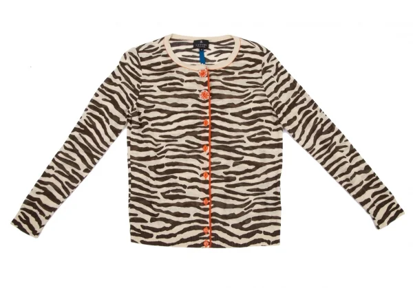 ランバンコレクションLANVIN collection プリントカーディガン ベージュ茶38 K-115812_002