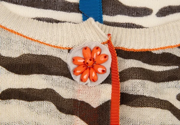 ランバンコレクションLANVIN collection プリントカーディガン ベージュ茶38 K-115812_004