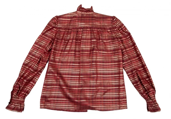 ジバンシィGIVENCHY ラメ糸タータンチェックシルクリボンタイシャツ 赤10 K-115819_013