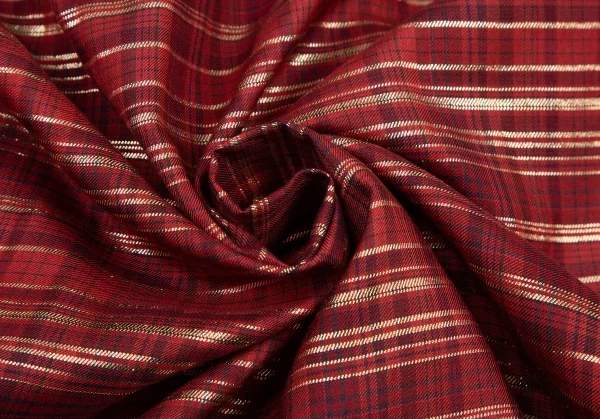 ジバンシィGIVENCHY ラメ糸タータンチェックシルクリボンタイシャツ 赤10 K-115819_015