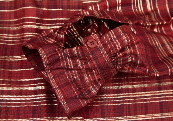 ジバンシィGIVENCHY ラメ糸タータンチェックシルクリボンタイシャツ 赤10 K-115819_009