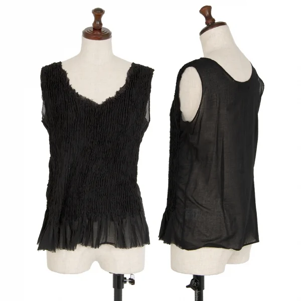 ズッカzucca フロントギャザーデザインノースリーブ 黒M K-115820_001