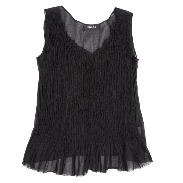 ズッカzucca フロントギャザーデザインノースリーブ 黒M K-115820_002