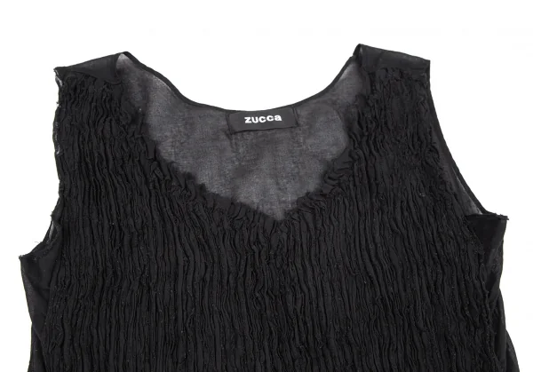ズッカzucca フロントギャザーデザインノースリーブ 黒M K-115820_003