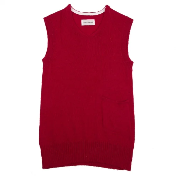 ツモリチサトTSUMORI CHISATO ポケットデザインアルパカニットベスト 赤2 K-115823_002