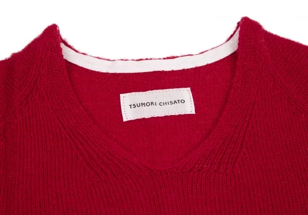 ツモリチサトTSUMORI CHISATO ポケットデザインアルパカニットベスト 赤2 K-115823_004