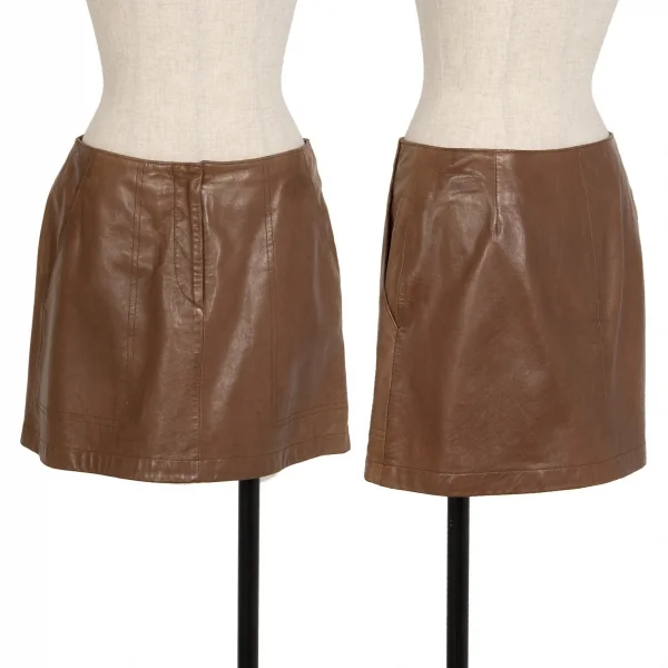 ダナキャランDKNY レザーミニスカート ブラウン4 K-115826_001