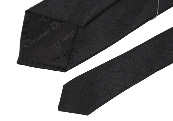 クリスチャンディオールChristian Dior MONSIEUR ロゴワンポイント刺繍シルクネクタイ 黒 K-115832_005