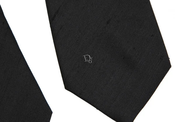 クリスチャンディオールChristian Dior MONSIEUR ロゴワンポイント刺繍シルクネクタイ 黒 K-115832_006