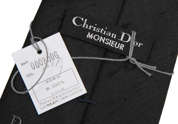 クリスチャンディオールChristian Dior MONSIEUR ロゴワンポイント刺繍シルクネクタイ 黒 K-115832_008