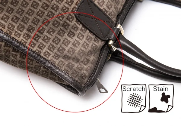 フェンディFENDI ズッカ柄スウェードハンドバッグ 茶 K-115836_010