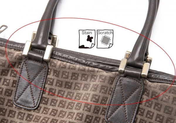 フェンディFENDI ズッカ柄スウェードハンドバッグ 茶 K-115836_011