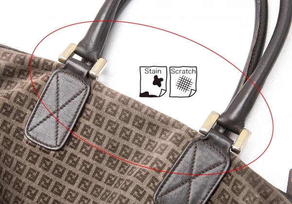 フェンディFENDI ズッカ柄スウェードハンドバッグ 茶 K-115836_012