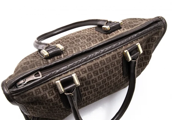フェンディFENDI ズッカ柄スウェードハンドバッグ 茶 K-115836_014