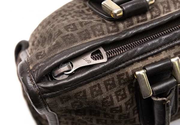 フェンディFENDI ズッカ柄スウェードハンドバッグ 茶 K-115836_015