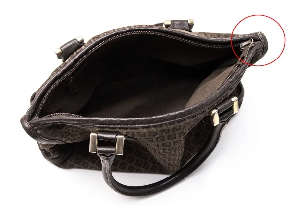 フェンディFENDI ズッカ柄スウェードハンドバッグ 茶 K-115836_016
