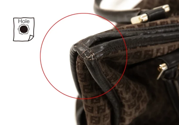 フェンディFENDI ズッカ柄スウェードハンドバッグ 茶 K-115836_017