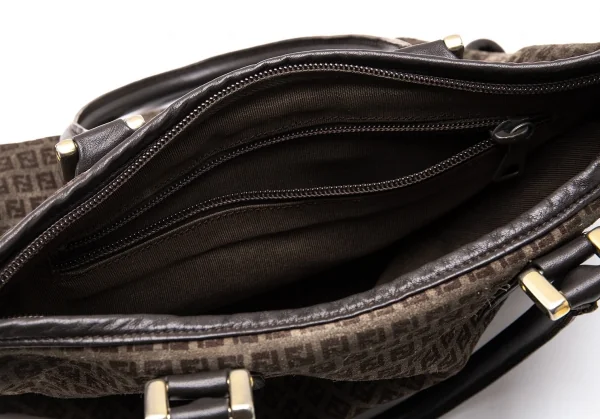 フェンディFENDI ズッカ柄スウェードハンドバッグ 茶 K-115836_019