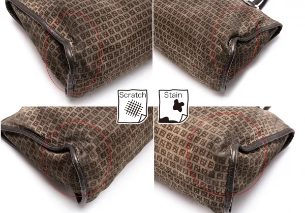 フェンディFENDI ズッカ柄スウェードハンドバッグ 茶 K-115836_006