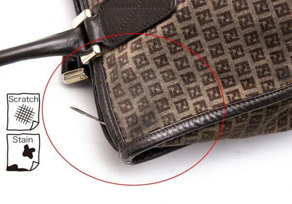 フェンディFENDI ズッカ柄スウェードハンドバッグ 茶 K-115836_007
