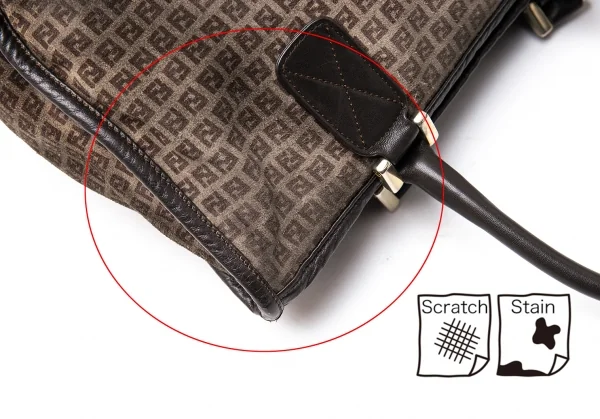 フェンディFENDI ズッカ柄スウェードハンドバッグ 茶 K-115836_008