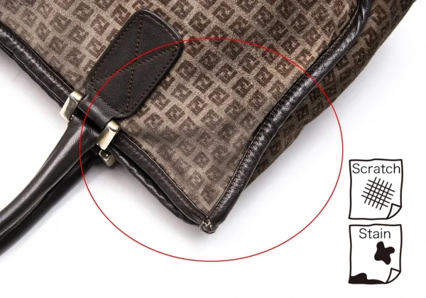 フェンディFENDI ズッカ柄スウェードハンドバッグ 茶 K-115836_009
