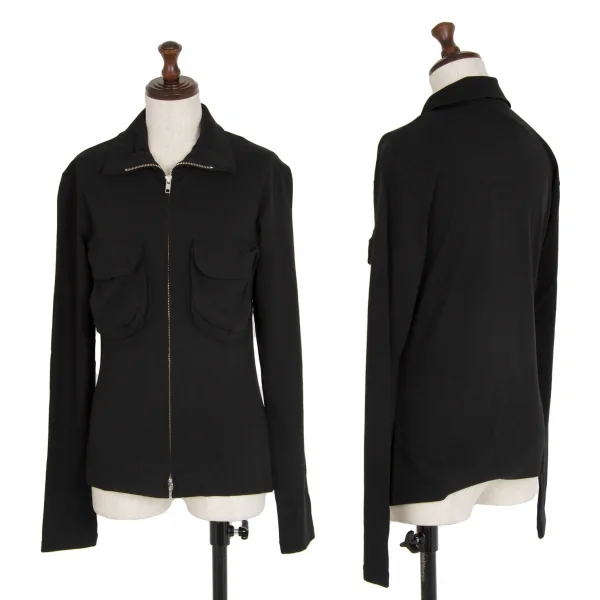 ヨウジヤマモト ファムYohji Yamamoto FEMME コットン立体ポケットダブルジップシャツ 黒2 K-115838_001