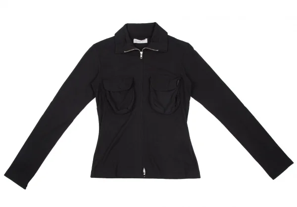 ヨウジヤマモト ファムYohji Yamamoto FEMME コットン立体ポケットダブルジップシャツ 黒2 K-115838_002